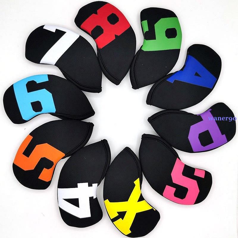 高品質加厚防水布角度沙杆套高爾夫球杆頭套golf鐵桿套 10個/套 headcover golf