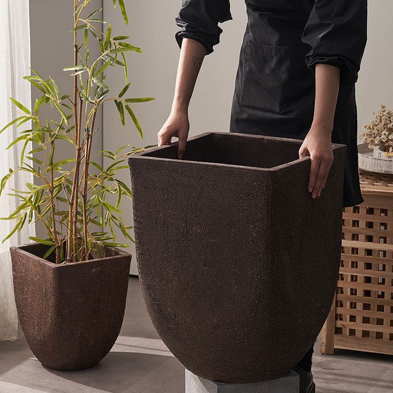 宜興紫砂花盆方口大口徑室外園林景觀大號組合綠植盆栽透氣素燒盆J-22公司貨