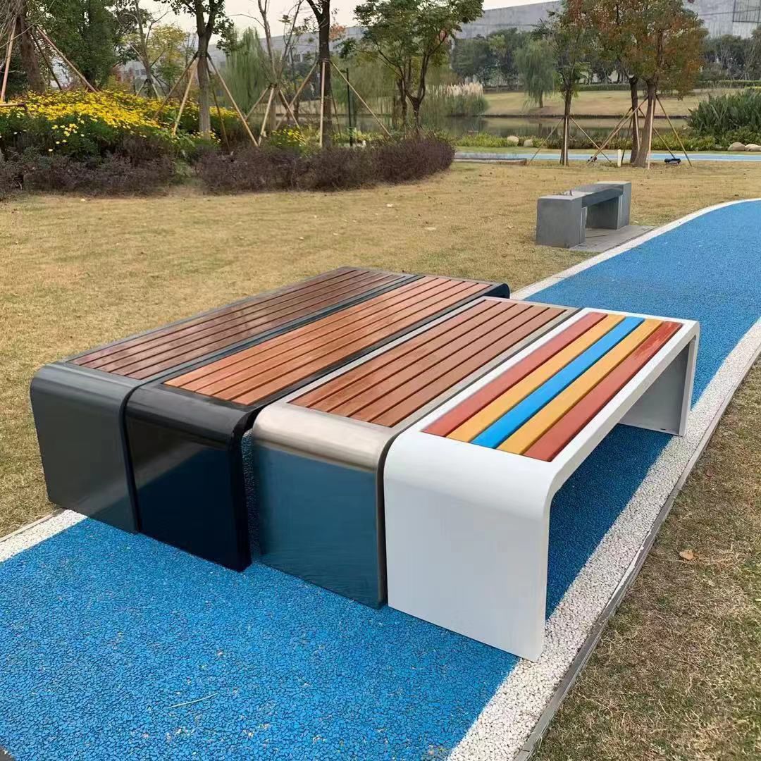公園椅戶外室外園林防腐木長椅廣場園林小區鐵藝實木塑木長椅批發 5