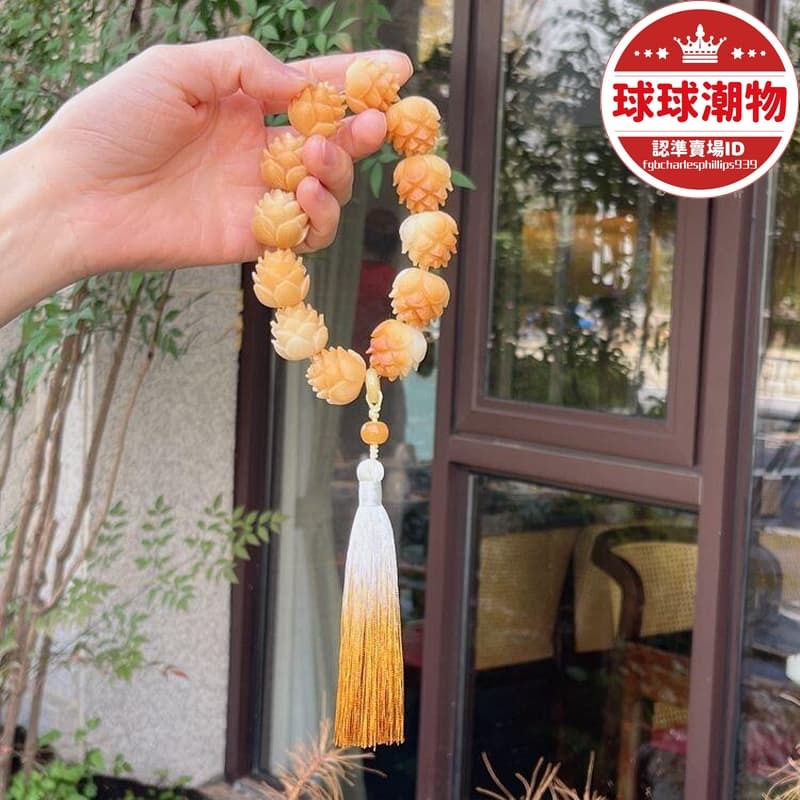 精選好物【網紅同款】蓮花菩提子手串 漸變風化菩提蓮花 手持男女文玩佛珠手捻流蘇手鏈