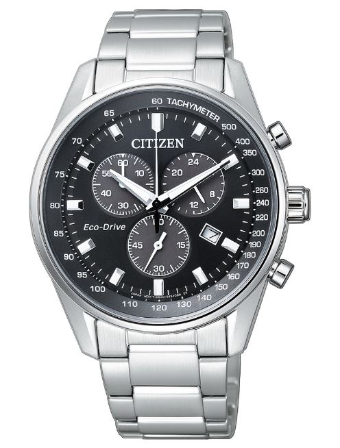 CITIZEN星辰 AT2390-58E 沉穩光動能三眼計時腕錶/銀+黑面 40mm