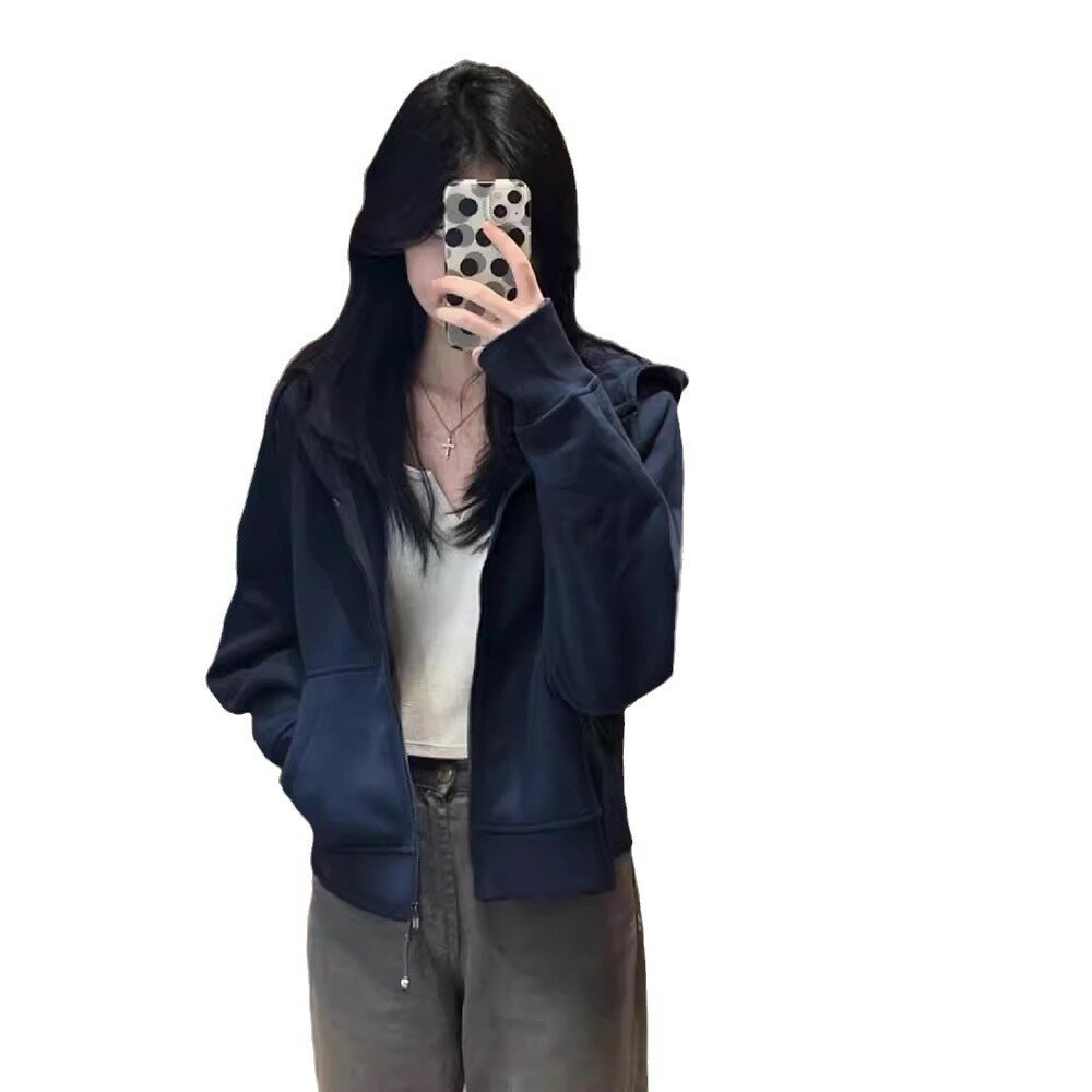 外套 女裝 休閒外套 時尚外套 小個子短款衛衣春季外套女2025年新款春秋即墨連帽拉鍊開衫上衣 1