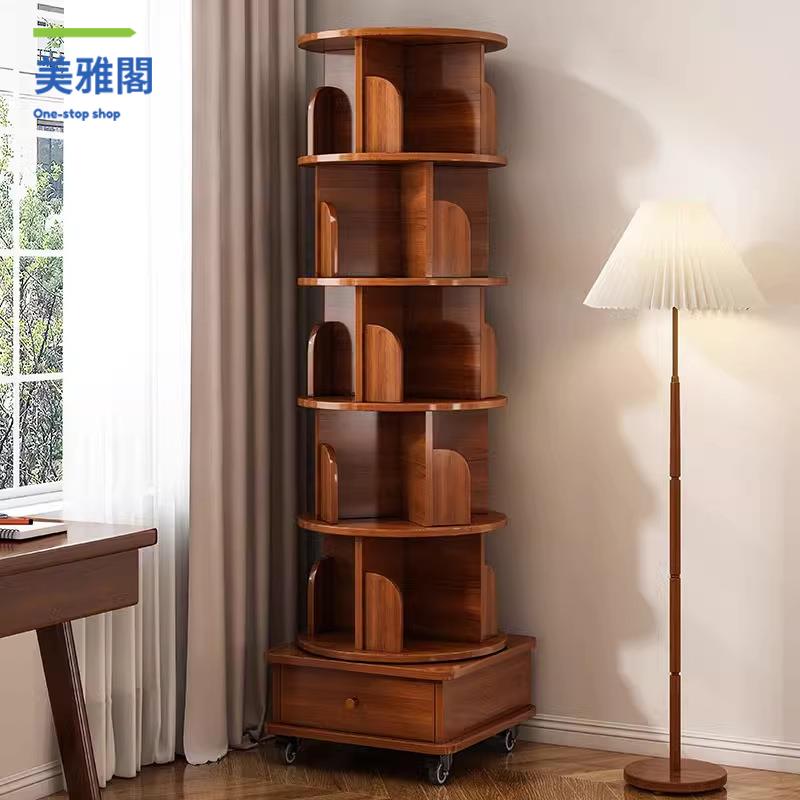 現貨下殺 旋轉書架 書架 旋轉書架落地置物架可移動收納櫃拐角不佔地方櫃子墻邊立式儲物櫃 廠家直供wy15
