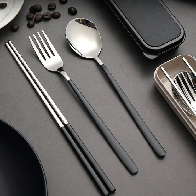 簡樸式筷叉匙三件攜帶餐具組