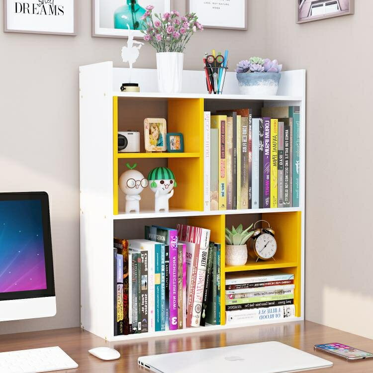 桌面多層簡易書架書桌收納置物架桌上小型兒童書櫃家用辦公桌簡約【快速出貨】