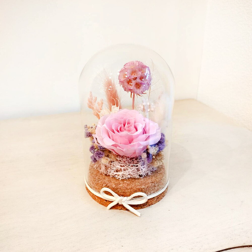 萩蒔花花藝x覓品竹北手作店-乾燥花x永生花創作橢圓玻璃花盅-粉紫色玫瑰 3