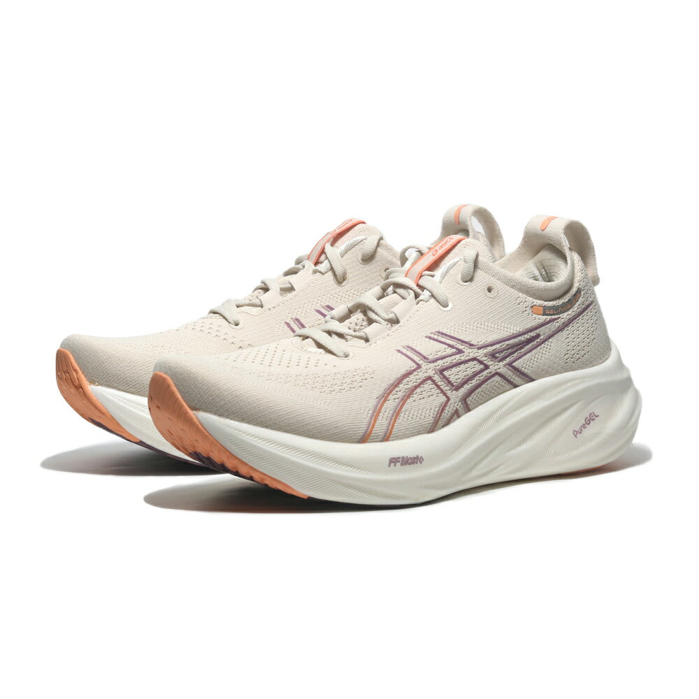 【滿千折百】ASICS 慢跑鞋 GEL-NIMBUS 26 米白紫 彈力 頂級跑鞋 女 1012B601250