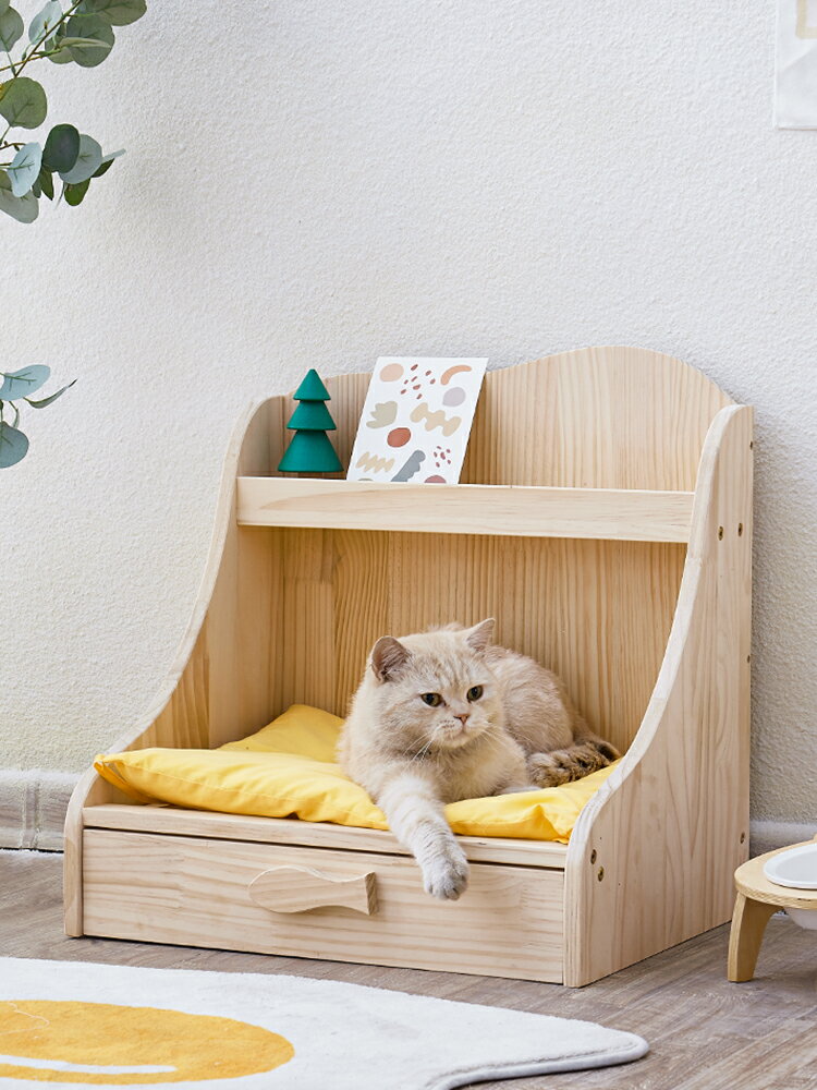 貓窩四季通用貓床寵物床木質離地可拆洗狗窩小型犬狗狗床幼貓咪床