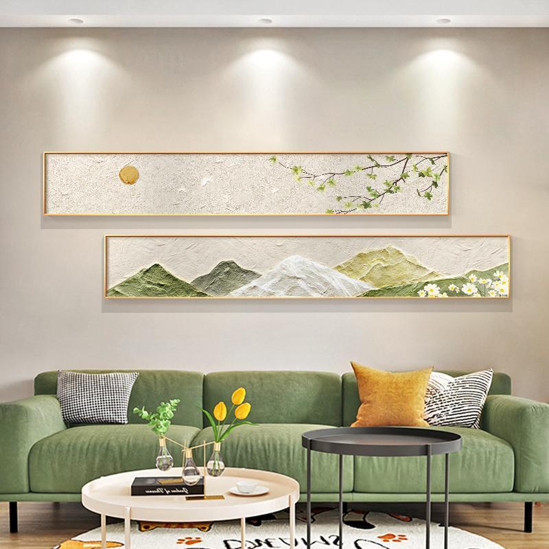 客廳裝飾畫山水畫現代簡約奶油風大氣沙發背景墻掛畫新款壁畫