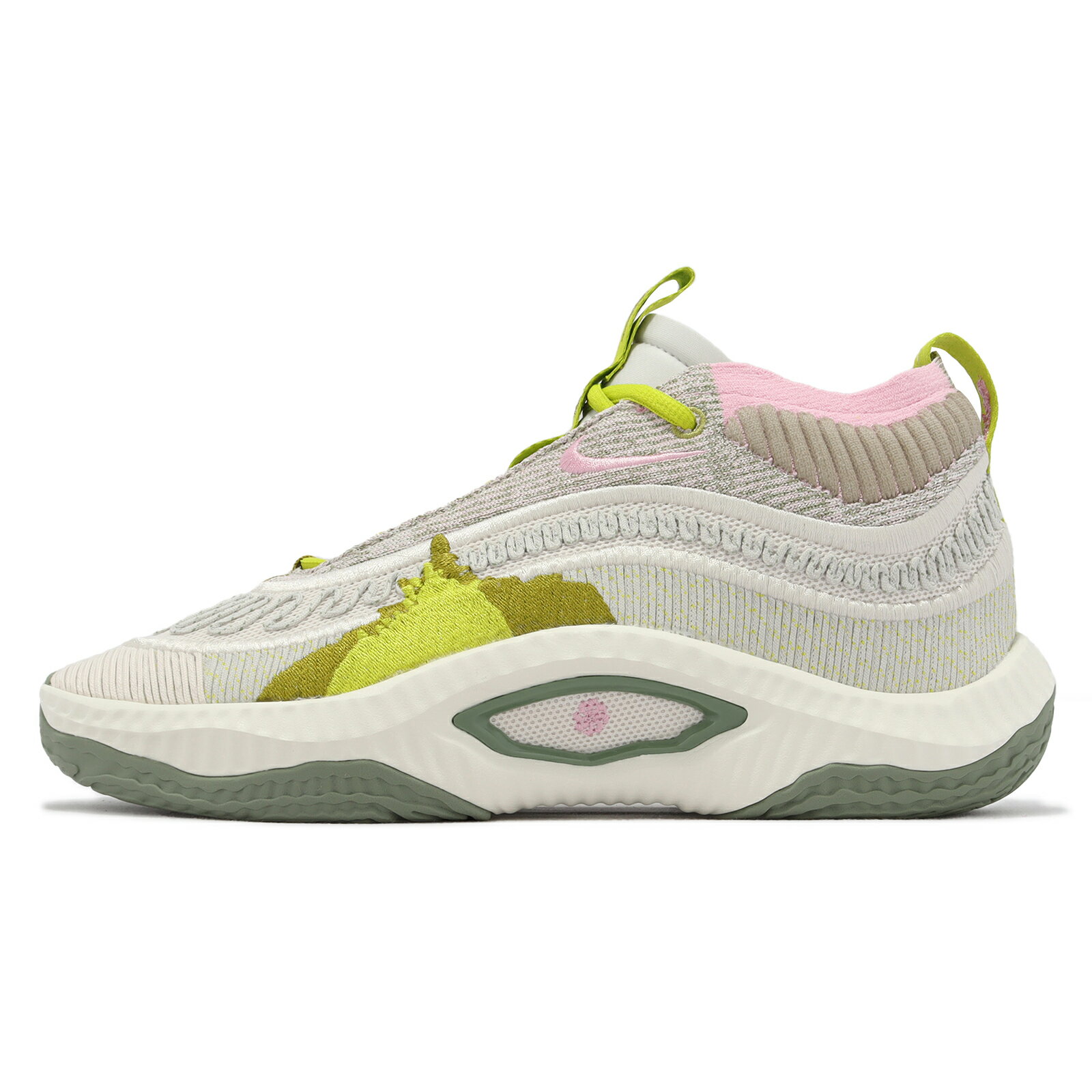 Nike 籃球鞋 Cosmic Unity 3 EP 男鞋 米白 粉紅 綠 襪套 環保材質 中筒