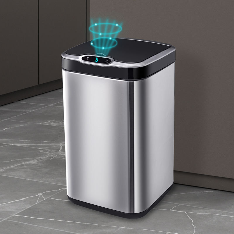 免運 自動感應廚房大號方形智能垃圾桶不銹鋼金屬客廳家用垃圾筒