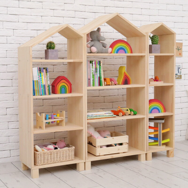 免運 可開發票 ins簡約創意不規則組合置物柜童裝店貨架兒童實木書柜玩具收納架