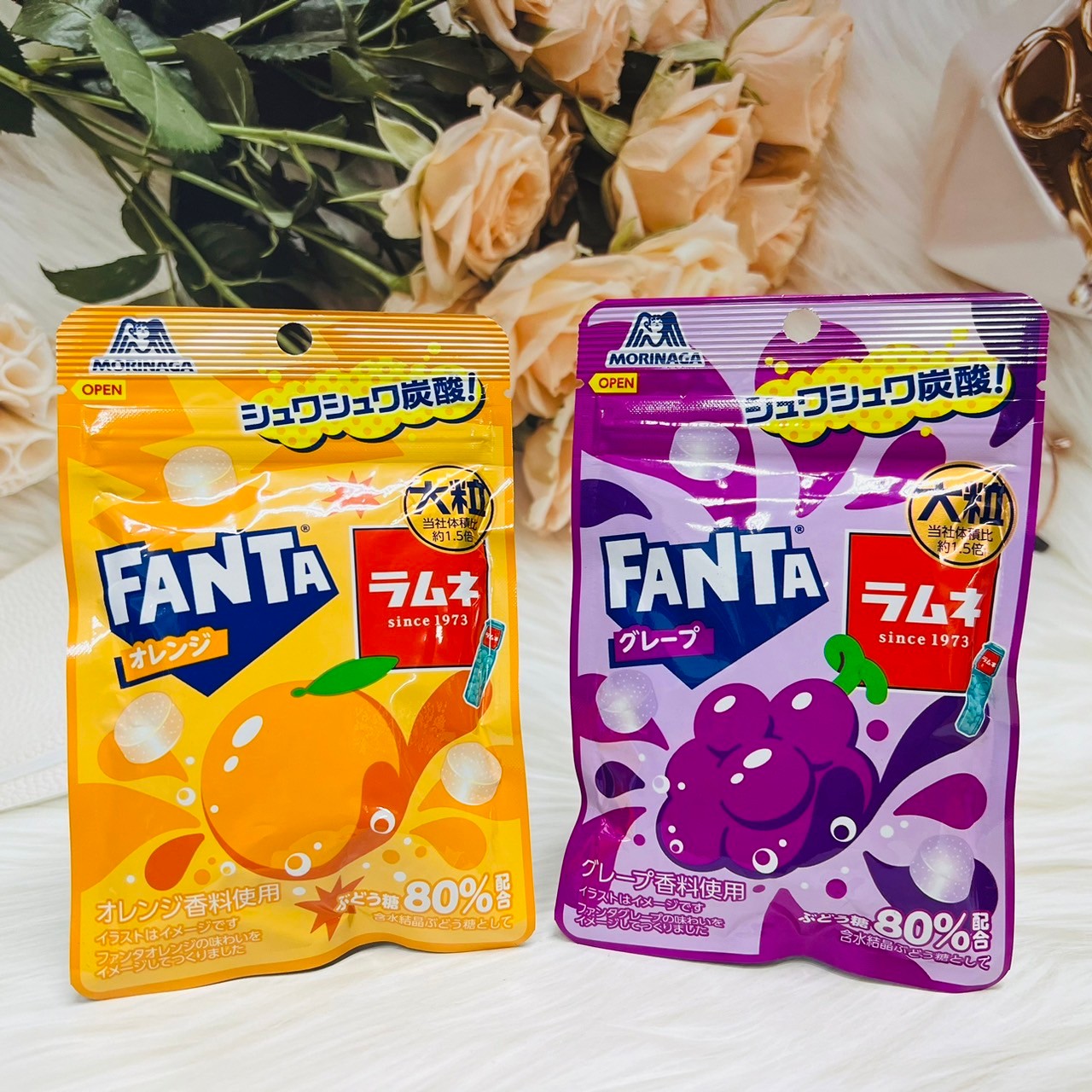 日本 Morinaga 森永 FANTA 芬達 大粒 汽水糖 萊姆糖 碳酸糖 葡萄風味/柑橘風味 多款供選