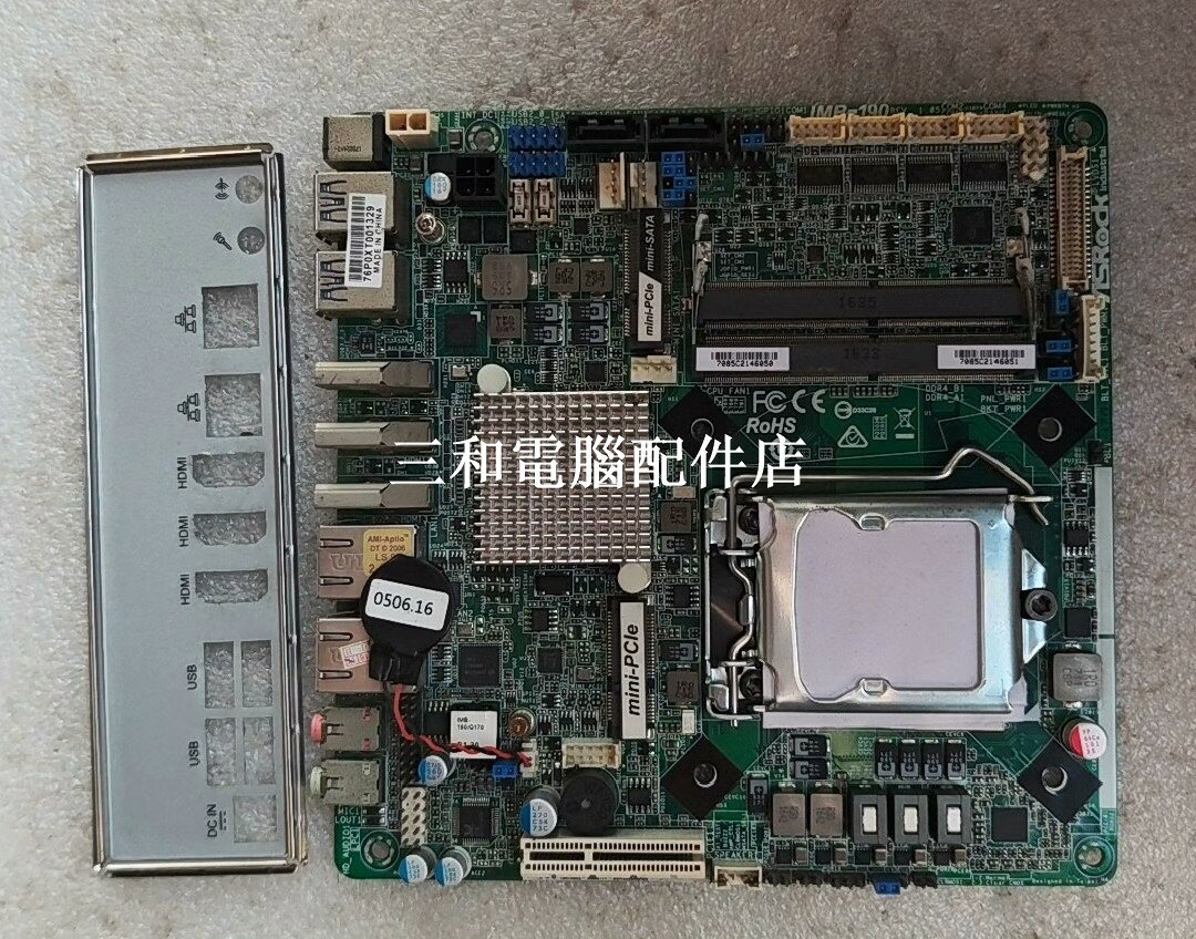 華擎 IMB-190 工控主機板 原裝拆機 支援 DDR4 記憶體 Mini-PCIe 雙千兆網口 USB3.0 HDMI 介面