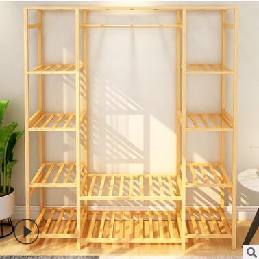 木衣櫃 簡約現代經濟型組裝實木臥室省空間簡易佈藝衣櫃 單人掛衣架
