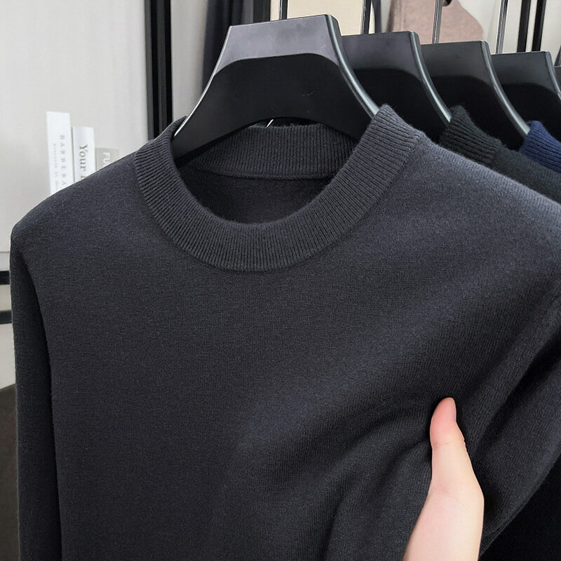 【巴黎精品】現貨+預購 頂級長袖針織衫直筒褲休閒外套秋冬大碼男裝-高領全羊毛加厚保暖男上衣9色a1lf76