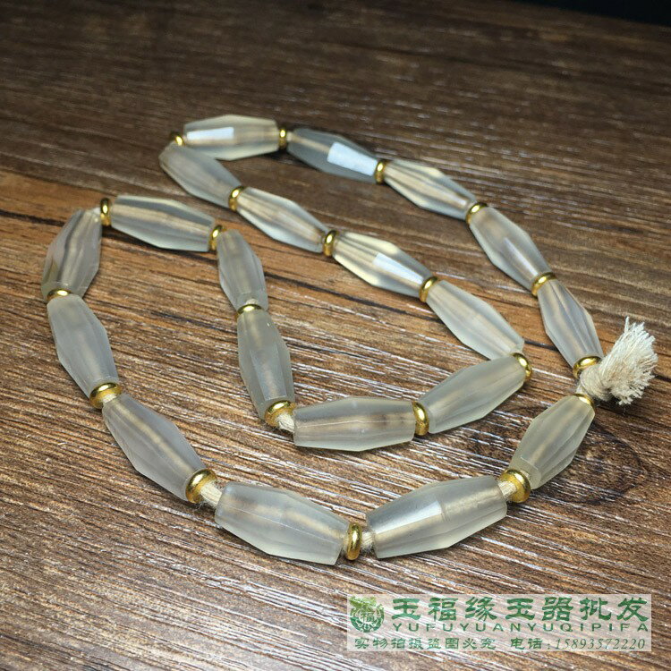 古玩收藏仿古遼金老瑪瑙多面八稜珠子白玉髓手鏈佛珠手串老古珠串