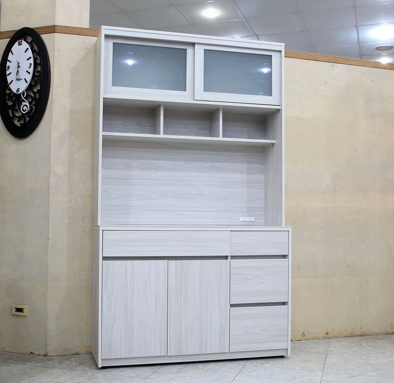 【歐風別館】長崎四尺洗白色岩板餐櫃上下座【基隆至台中免運費】