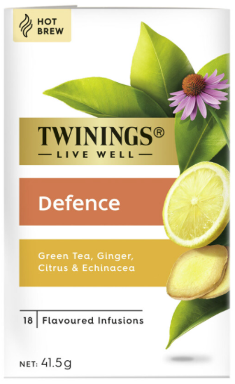 618 【TWININGS 唐寧茶包】新品到貨 DEFENCE 綠茶/薑/柑橘/紫雛菊 含咖啡因 18入/盒 過年送禮 自用 請客 兔年 春節 唐寧冷泡茶。