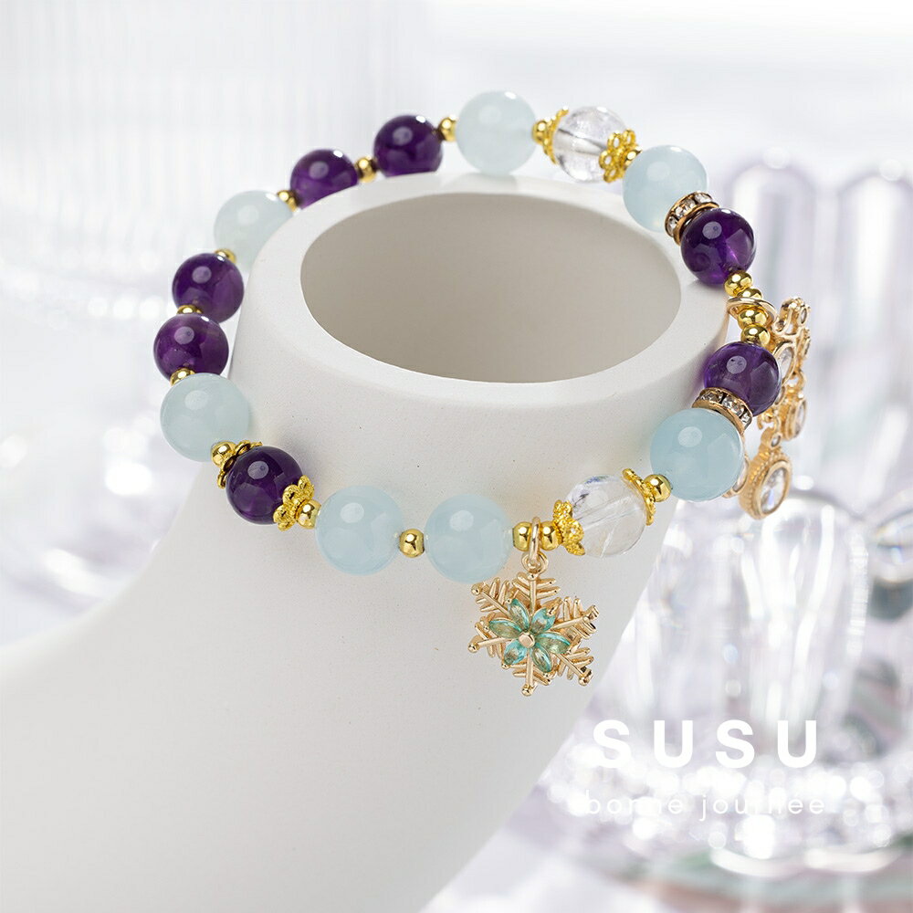 SU SU︱星河水晶手鍊❤️紫水晶 白水晶 海藍寶 事業運 招財 轉運 能量 防小人 送禮 推薦
