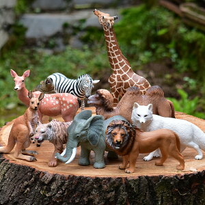 仿真動物模型擺件玩具微景觀梅花長頸鹿袋鼠狐貍斑馬狼豹子奶牛蛇