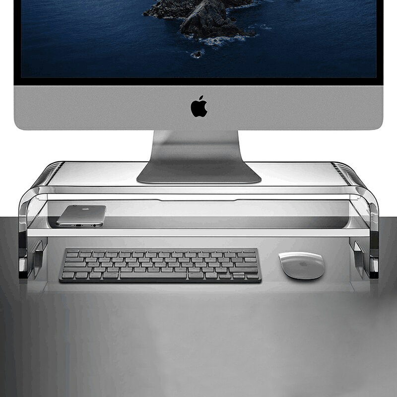 電腦增高架顯示器曲面臺式電腦屏幕亞克力支架雙層免安裝桌面定制 夏洛特居家名品