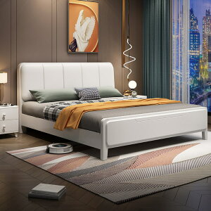 優樂悅~現代簡約實木床雙人1.8米婚床意式輕奢北歐1.5米儲物軟靠臥室家具
