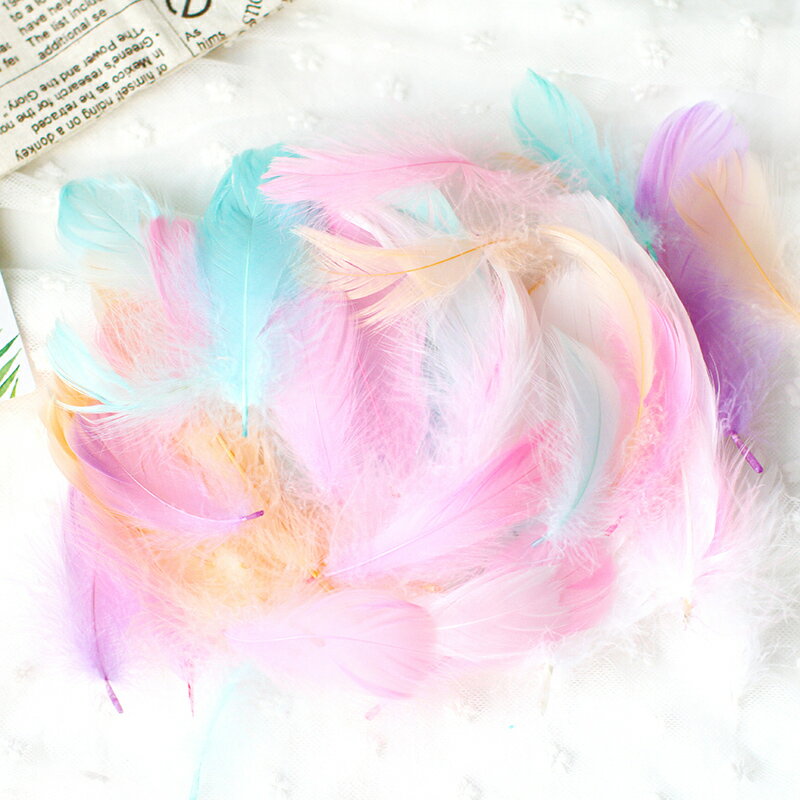 幼兒園手工彩色羽毛diy裝飾飾品 兒童創意馬卡龍色小絨毛制作材料