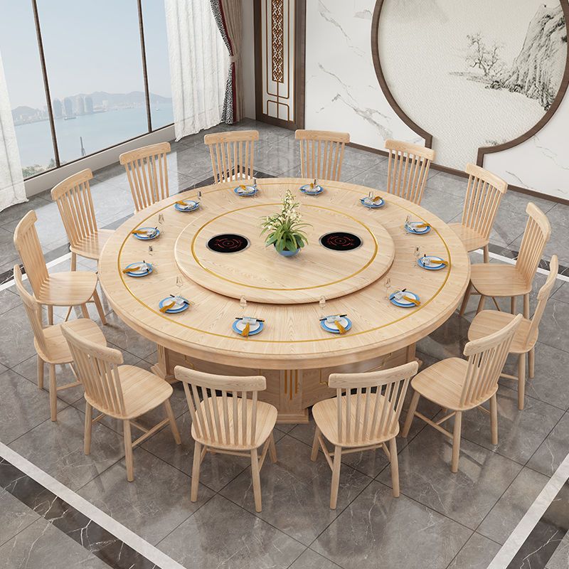 【免運】可開發票 新中式大圓桌酒店實木餐桌椅組合2米電動餐桌飯店家用15人宴會桌