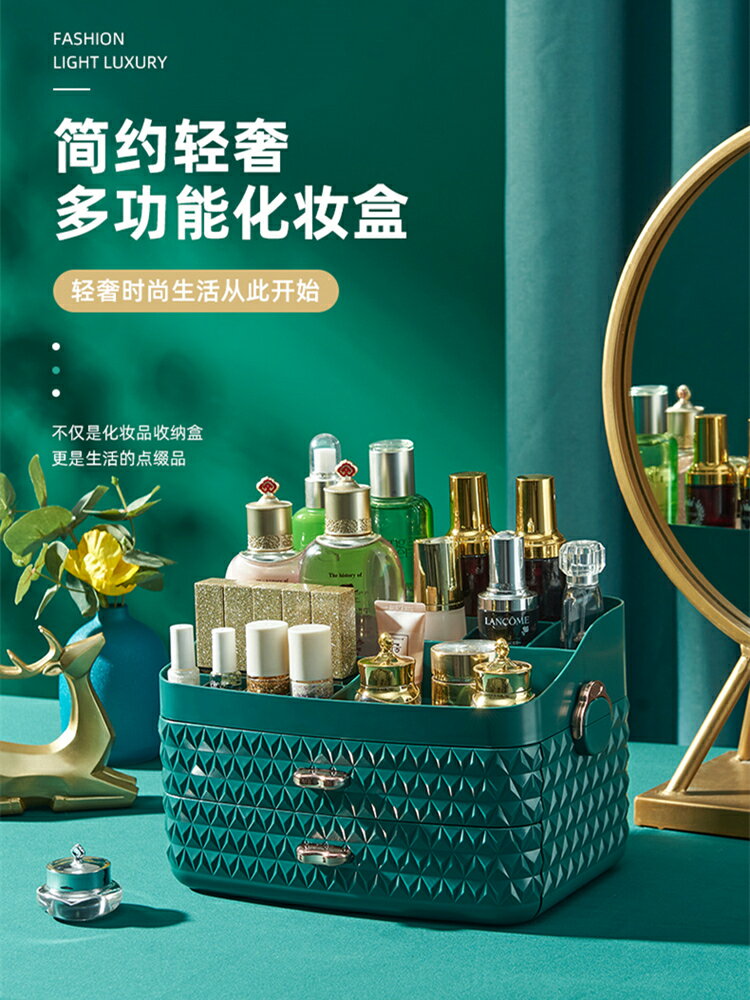 化妝品收納盒家用防塵口紅網紅桌面首飾護膚櫃梳妝臺大容量置物架