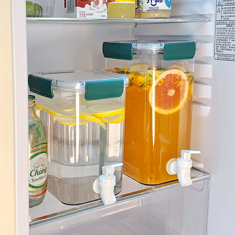 冰箱帶龍頭冷水壺玻璃耐高溫涼水壺家用帶水龍頭水壺可樂桶冰水壺