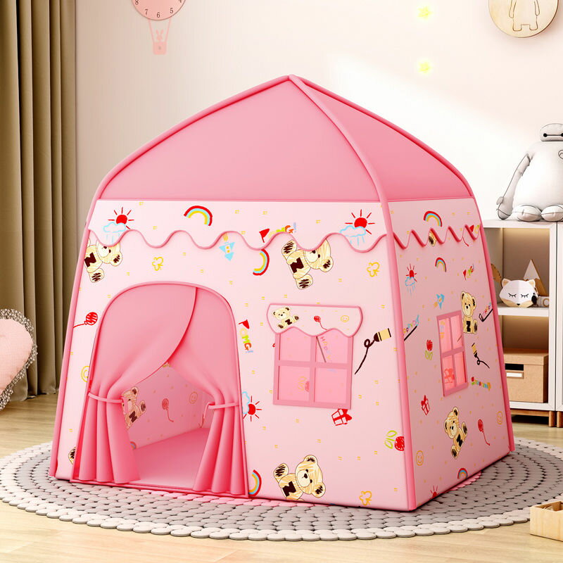 兒童帳篷 小帳篷兒童室內男孩女孩公主屋幼寶寶分床睡覺房子家用城堡游戲屋 快速出貨 1