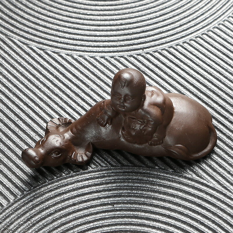 紫砂茶寵牛轉乾坤茶玩金蟾蜍擺件手工雕塑茶盤茶道具可養 2