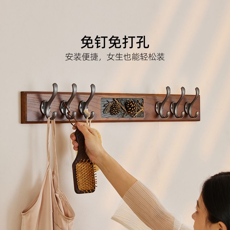 免運開發票 掛衣鉤 衣帽架壁掛門口玄關掛衣架墻上衣服掛鉤客廳臥室置物架掛衣鉤木