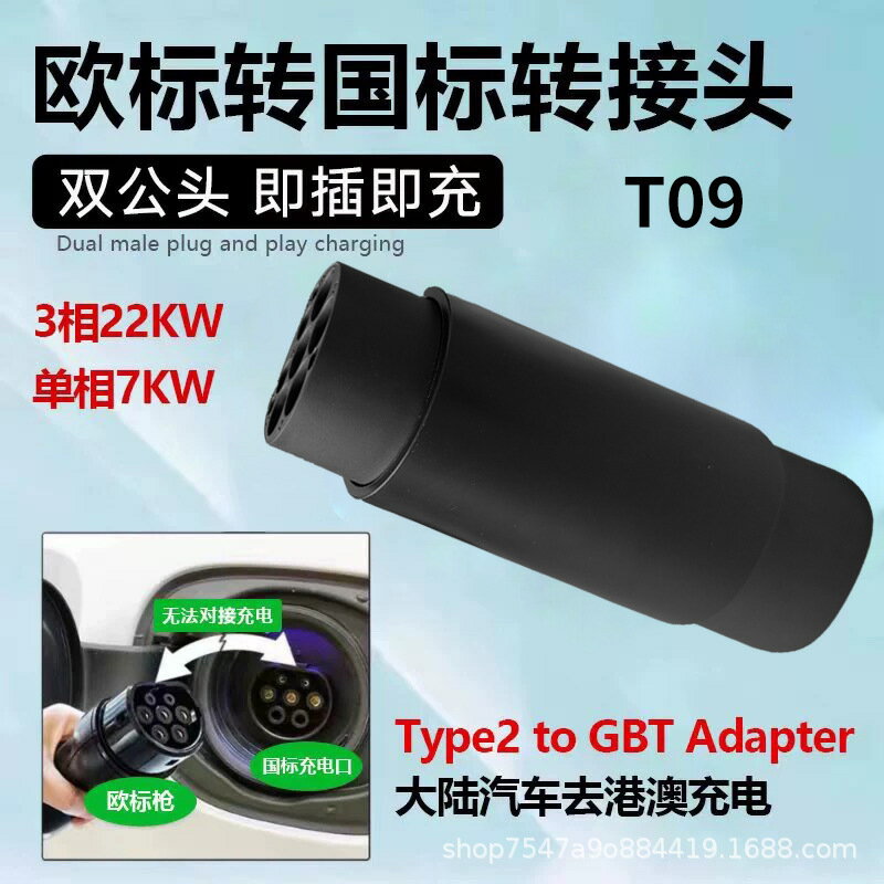 歐標轉國標TYPE2轉GBT充電樁特斯拉轉換頭新能源汽車轉接頭插頭【Snowbelle優選】