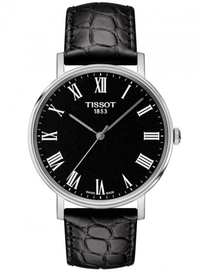 TISSOT 天梭表 T1094101605300 Everytime經典時尚紳士石英腕錶/黑錶帶+黑面 38mm