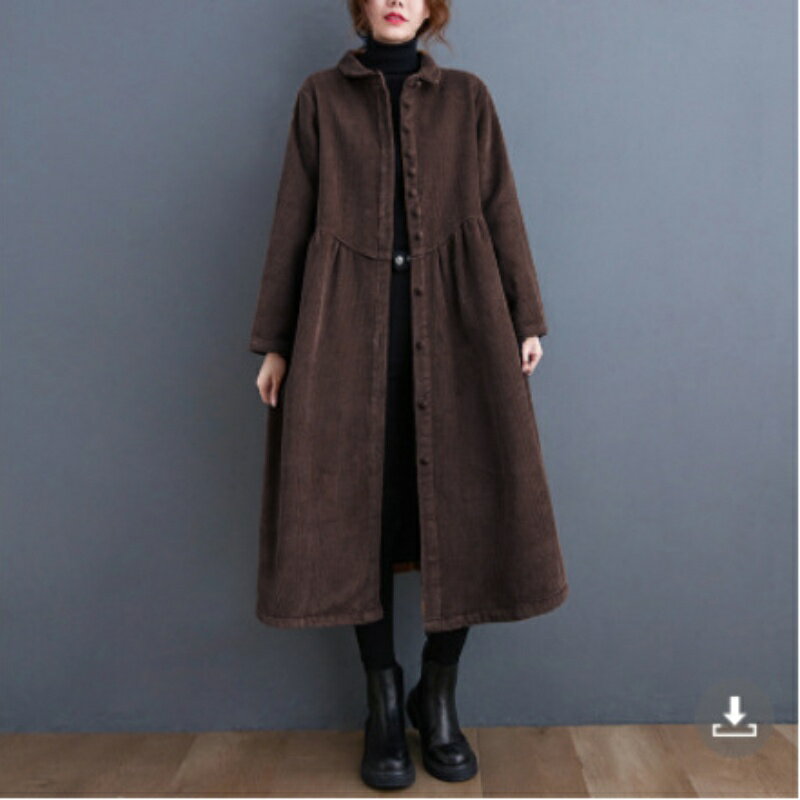 風衣長版外套-加絨長袖文藝寬鬆燈芯絨女外套4色74jb6【米蘭精品】【獨家進口】