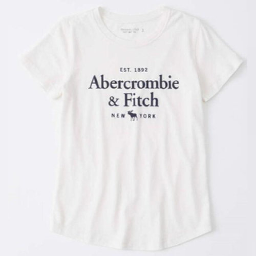 Abercrombie & Fitch 女裝 T恤 短袖 短T 圓領 純棉上衣 A33101 米白色AF(現貨)▶指定Outlet商品5折起☆現貨【送禮首選★APP下單點數4倍送】