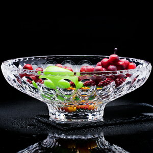 歐式水晶玻璃果盤家用客廳擺件創意現代果斗輕奢清光描金邊水果盤