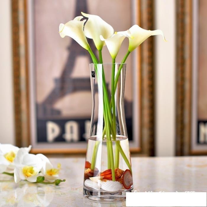 歐式簡約玻璃花瓶創意透明人造水晶插花玻璃餐桌客廳 名購居家