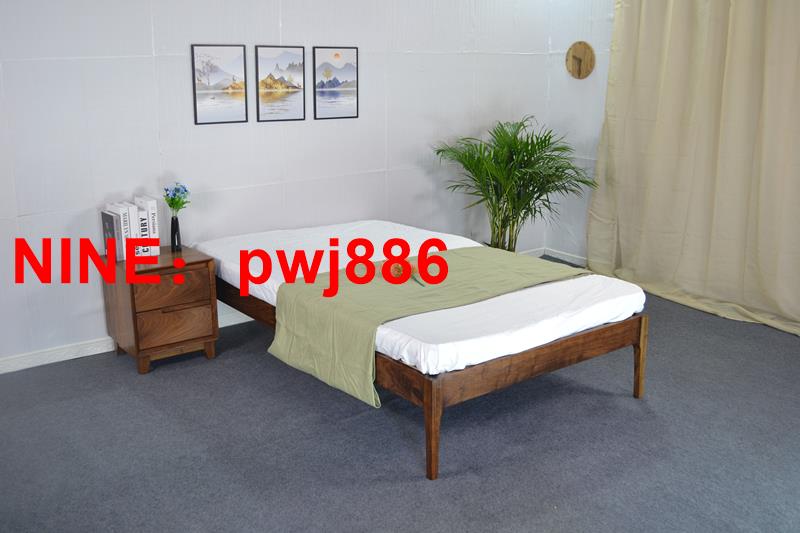 臺灣公司貨 可開發票 實木床架黑胡桃木床無靠背橡木矮床日式榻榻米定製床簡約風歐式