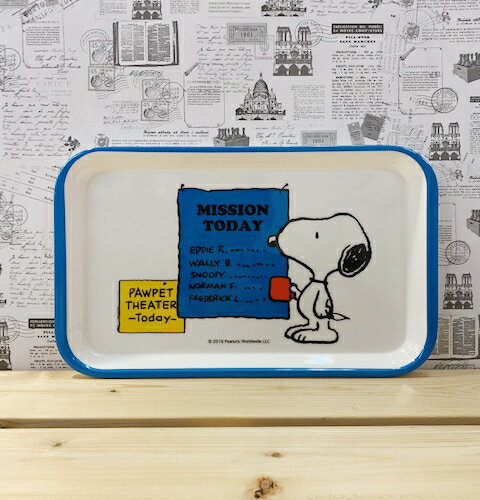 【震撼精品百貨】史奴比Peanuts Snoopy SNOOPY方形盤-藍白#75981 震撼日式精品百貨
