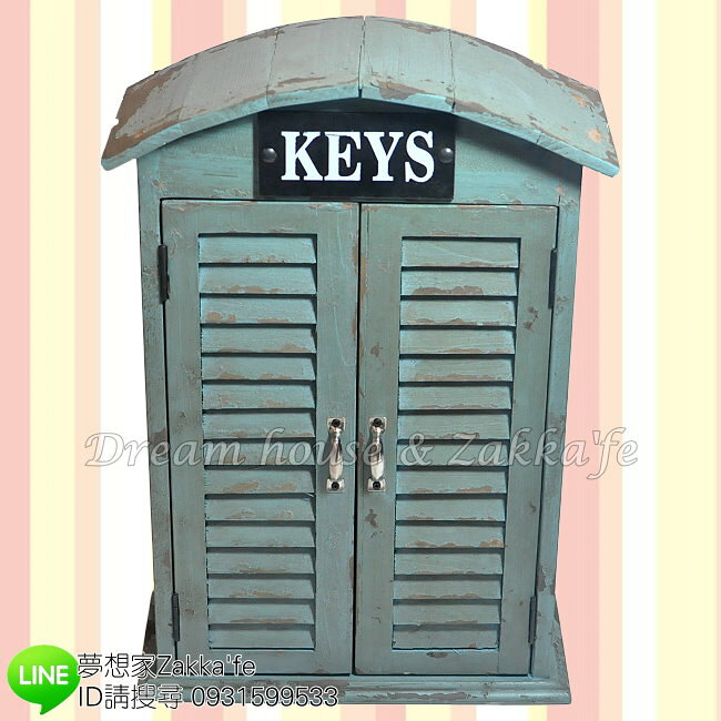 Zakka 鄉村風仿舊 土耳其藍 木製 Key Box/鑰匙盒《6勾》★仿舊感十足★ 夢想家精品生活家飾