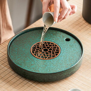 窯變陶瓷干泡茶盤儲水日式簡易家用簡約小號瀝水茶臺功夫茶具托盤