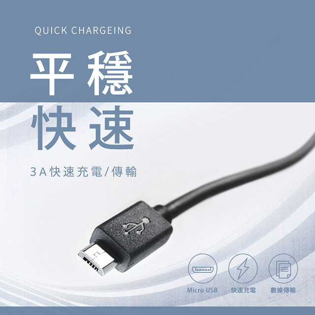 Micro USB 安全高速 充電線/傳輸線(1M) 二入
