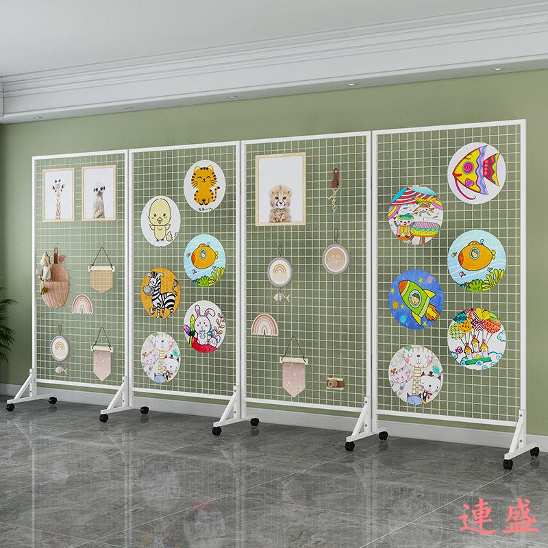 折疊網格展示架展示戶外移動作品展覽架鐵絲網畫展畫室幼兒園美術