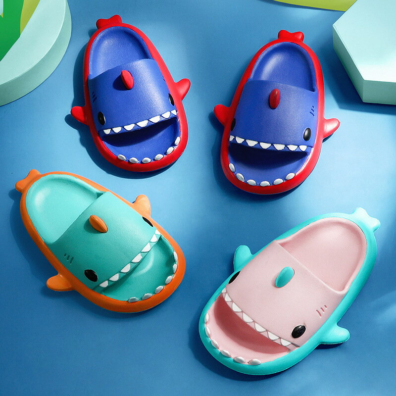 立體彩色鯊魚eva涼拖兒童拖鞋夏家用寶寶親子防滑軟底寶寶涼拖鞋