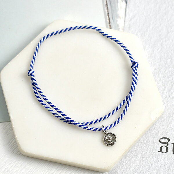 腳鍊 頭像圓牌藍白伸縮繩【NAS38】