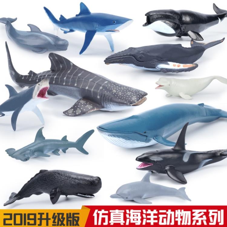 兒童玩具仿真海洋動物海底生物模型大白鯊鯊魚海豚抹香鯨虎鯨螃蟹 樂購生活百貨