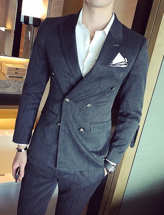 FINDSENSE品牌 韓國男 經典雙排扣 西裝 修身西裝 西裝外套 單件外套